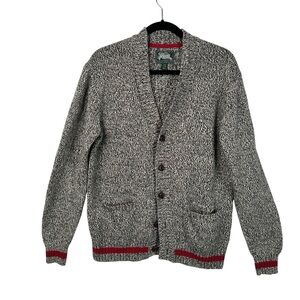 Roots Cabin Collection Grey Black Button Cardigan Women Large Cozycore